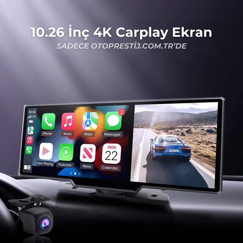11" Taşınabilir Apple Carplay & Android Auto, Ön & Arka Kameralı Oto Prestij Araç Multimedya Ekranı™
