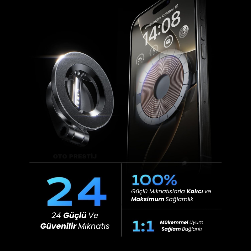 Oto Prestij MagSafe Manyetik 1080° Telefon Tutucu