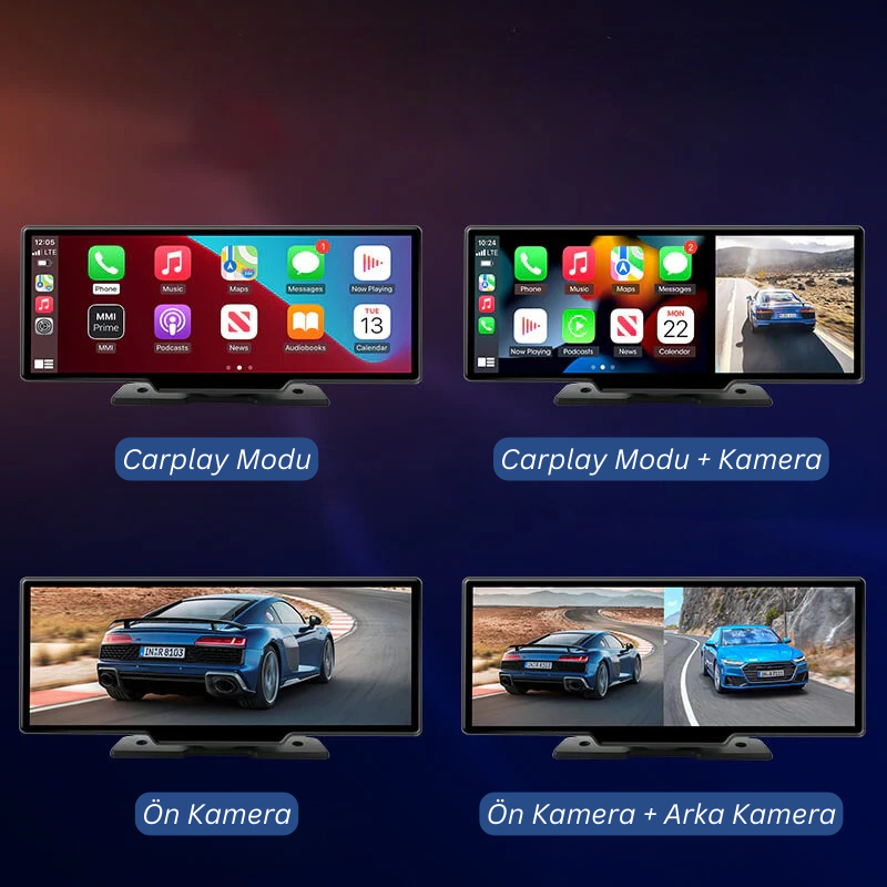 11" Taşınabilir Apple Carplay & Android Auto, Ön & Arka Kameralı Oto Prestij Araç Multimedya Ekranı™