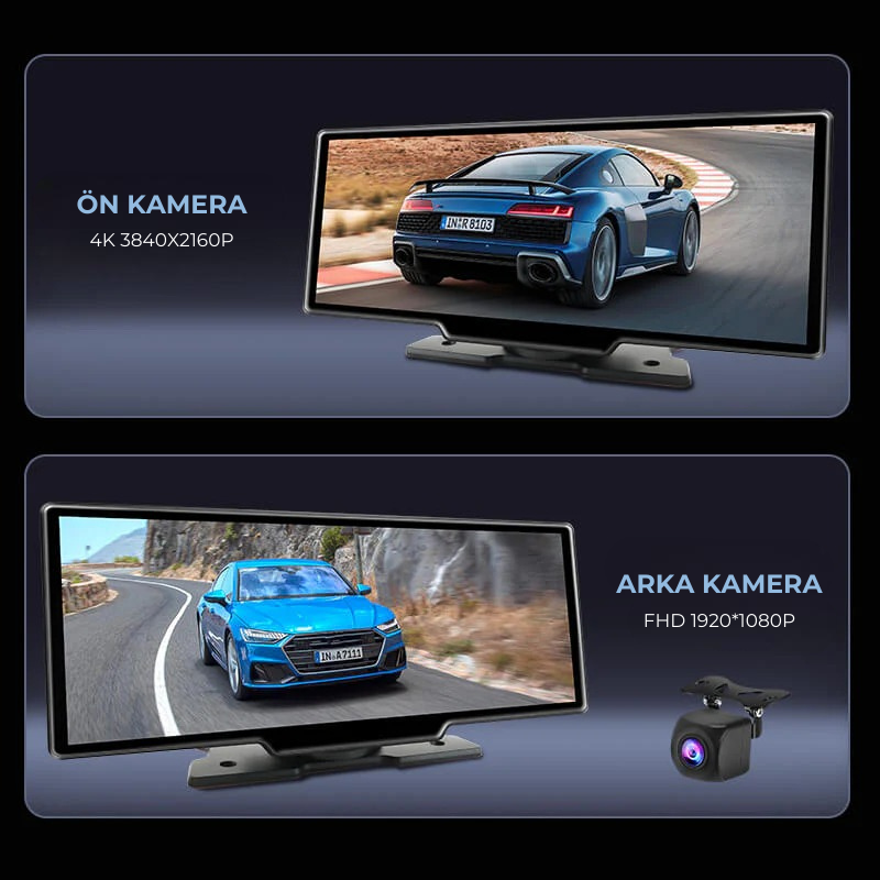 11" Taşınabilir Apple Carplay & Android Auto, Ön & Arka Kameralı Oto Prestij Araç Multimedya Ekranı™